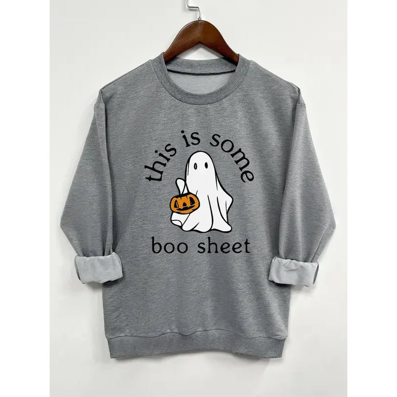Halloween Ghost Print Pullover